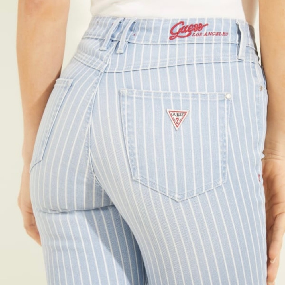 Guess Light Blue Striped Skinny Jeans